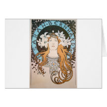 Mucha Sarah Bernhardt Vintage Art Nouveau Greeting Card