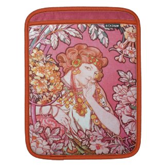 Mucha Woman Among Flowers Art Nouveau iPad Sleeve