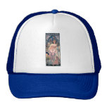 Mucha woman pink romantic dress art deco lady trucker hat