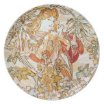 Mucha Woman with a Daisy Art Nouveau Plates