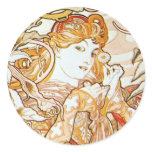Mucha Woman With a Daisy Art Nouveau Stickers