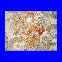 Mucha Woman With Daisy Art Nouveau Postcards