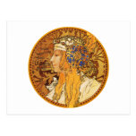 Mucha - Woman with Jewels - Vintage Art Postcard