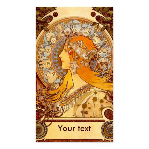 Mucha Zodiac Business Card (front side)