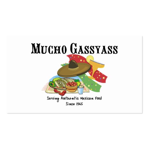Mucho Gassyass Mexican Food Business Card (back side)