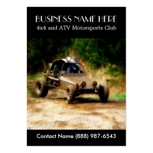 Muddy ATV Dune Buggy Motorsports Club Business Card Templates (front side)
