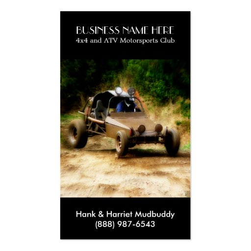 Muddy ATV Dune Buggy Motorsports Club Business Card (front side)