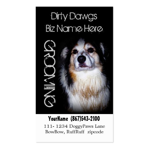 Muddy aussie Dog Grooming Dog Wash Business Cards (front side)