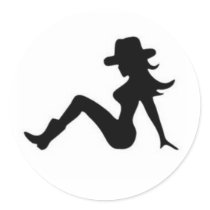 mudflap cowgal round stickers