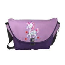 Mueca de púrpura feliz del potro bolsa de mensajeria 