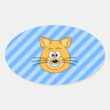 Mueca del gato pegatinas oval personalizadas