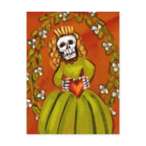 Muerta Skeleton Lady with Heart postcards by opheliasart Muerta Skeleton Lady with Heart postcards
