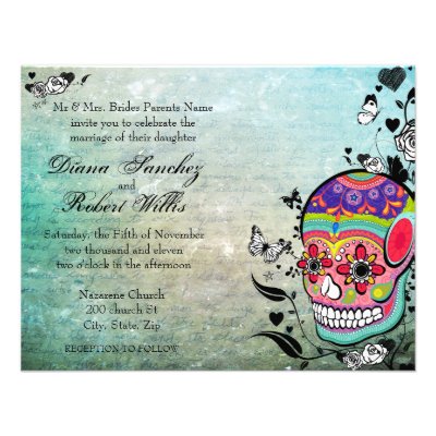 Muerte Day of the Dead Calaveras Sugar Skull Invite