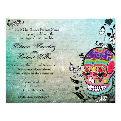 Muerte Day of the Dead Calaveras Sugar Skull Invite