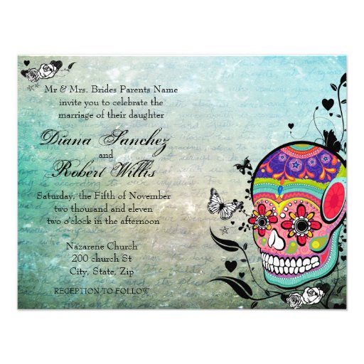 Muerte Day of the Dead Calaveras Sugar Skull Custom Invites