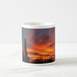 Mug-Blazing sunset with majestic clouds & sahuaro