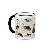 Mug: "Cats Eating and Playing" by VintagePets Mug: "Cats Eating and Playing"