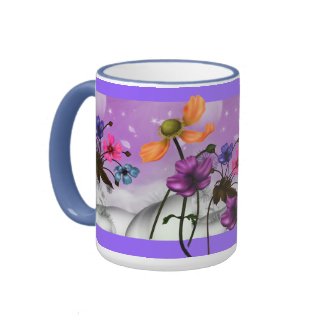 Mug Cup Mauve Pink Blue Garden Floral zazzle_mug