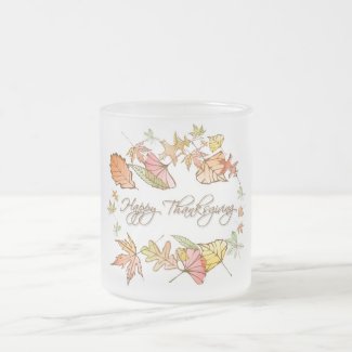 Mug (Frosted) - Happy Thanksgiving Autumn Leaves