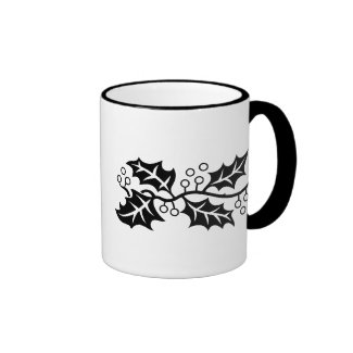 Mug - Holly leaves in black and white