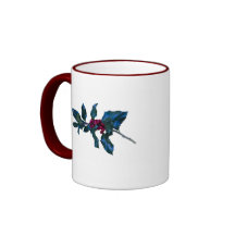 Mug, red handle, holly