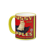 MUG ~ VINTAGE PUSSY BRAND APPLE CRATE LABEL!