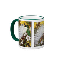 Mug:  White and Blue Peacocks