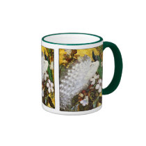 Mug: White and Blue Peacocks