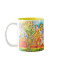 Mug with a Colourful Psychedelic Tree Design