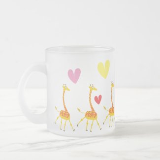 Mug with giraffes following the leader mug
