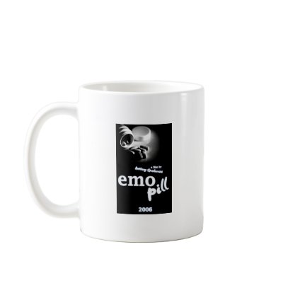 Mug with Logo and picture of "emo pill" by bpaproductions