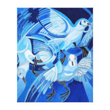 Muge's Pigeons in Blue Canvas Print