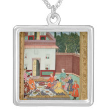 Mughal Emperor Feasting in a Courtyard Custom Necklace