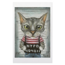 Mugshot of a cat felon stationery design