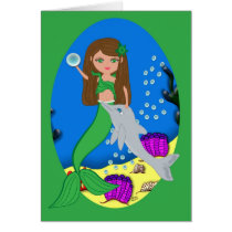 Muirenn the Mermaid and Dolphin Card