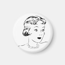 Mujer cómica negra y blanca del vintage iman para frigorífico