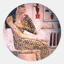 MUJER ELEGANTE, MODA Y BELLEZA DE EGIPTO ANTIGUO ETIQUETA REDONDA