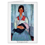 Mujer gitana con el niño de Modigliani Amedeo Felicitación
