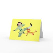 Mulan and Mushu Kicking Greeting Cards