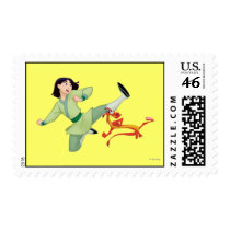 Mulan and Mushu Kicking Postage Stamp
