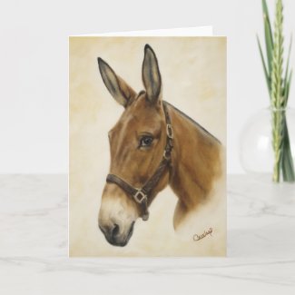 mule greeting card from print of an original oil painting