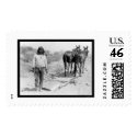 Mule-drawn Plow and Indian 1920 postage