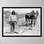 Mule-drawn Plow and Indian 1920 posters