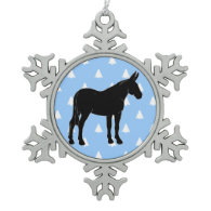 Mule Silhouette White Christmas Trees Ornaments