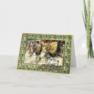 Mules In Harness Blank Christmas Card