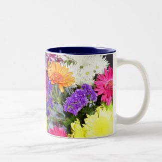 Mulit-coloured flowers mug.