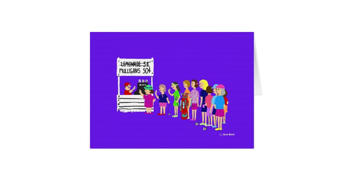 Mulligan Lady Golf Cartoon Greeting Card Zazzle