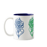 Multi-Blues Peacock Feathers mugs