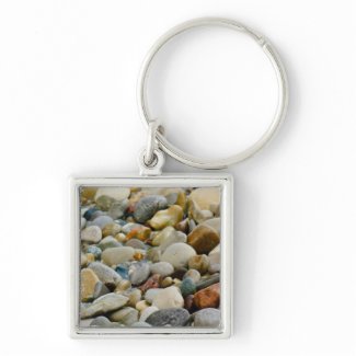 Multi Color Beach Stones at the Shore keychain