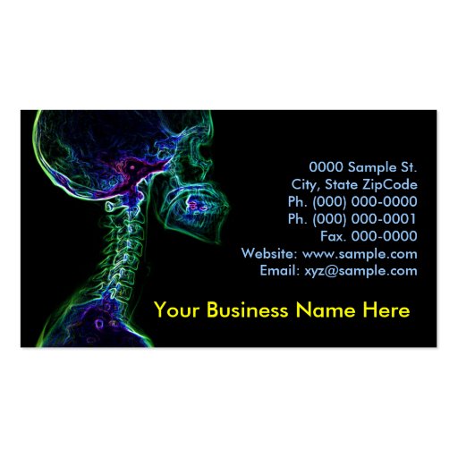 Multi-color C-spine customizable business card (front side)